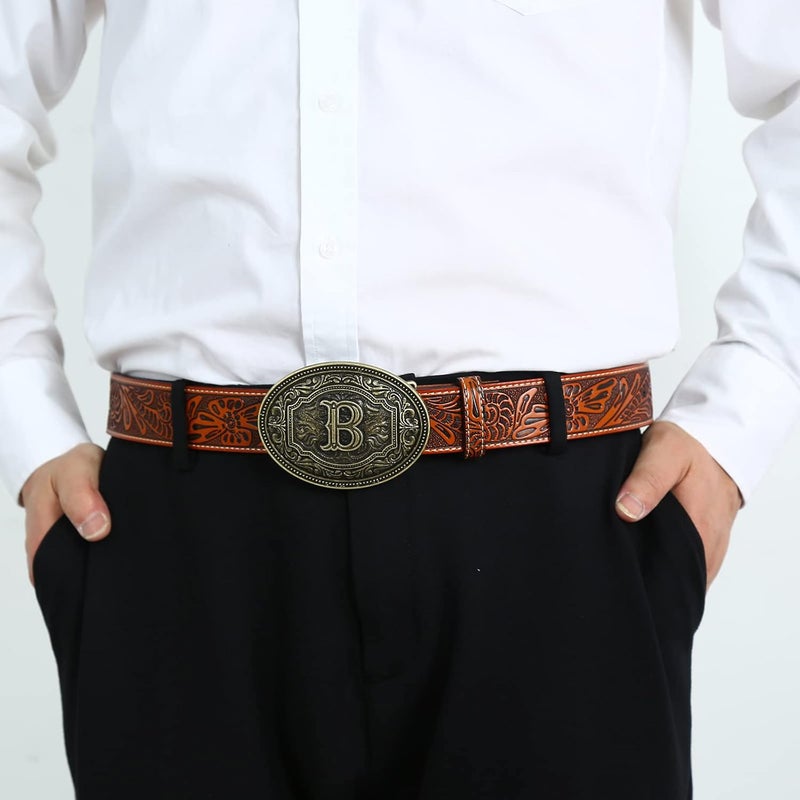 Fibbadet Store Belt Buckles Men Initial Letters A-Z Western Rodeo Cowboy Cowgirl Belt Buckle for Men Boys Halloween Birthday Party - Image 5